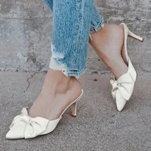 Lyle Ivory Satin Pointed-Toe Mules | NWT | Lulus